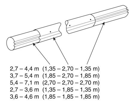 Teleskop. navíjecí tyč - délka: 2,7–4,4 m (eloxovaný hliník)